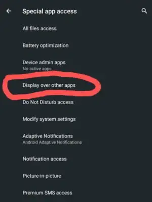 Select Display over other apps