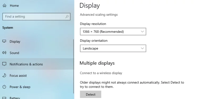Accessing the Display Settings