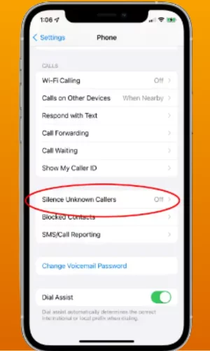 Silence Unknown Callers on mobile