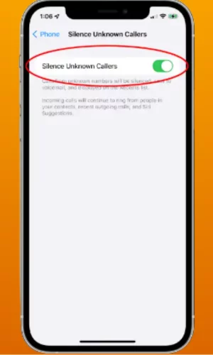 On the Silence Unknown Callers in mobile
