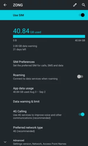 Check Mobile Data Settings