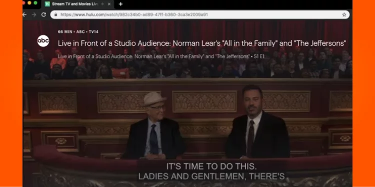 Two persons talking in Hulu TV in video with subtitle