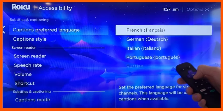Roku TV accessibility option